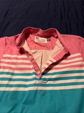 chubbies Pink & Teal Striped Kids Polo